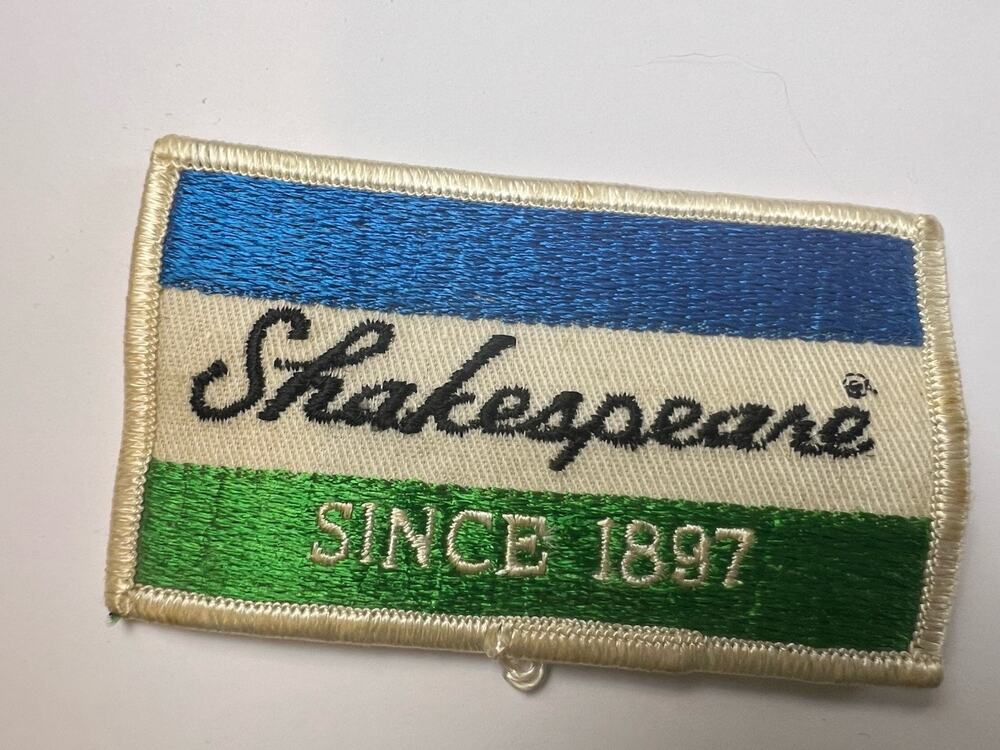 Vintage Mint Fishing Patch Shakespeare Since 1897 - 3 1/2 x 2 inch New Old Stock